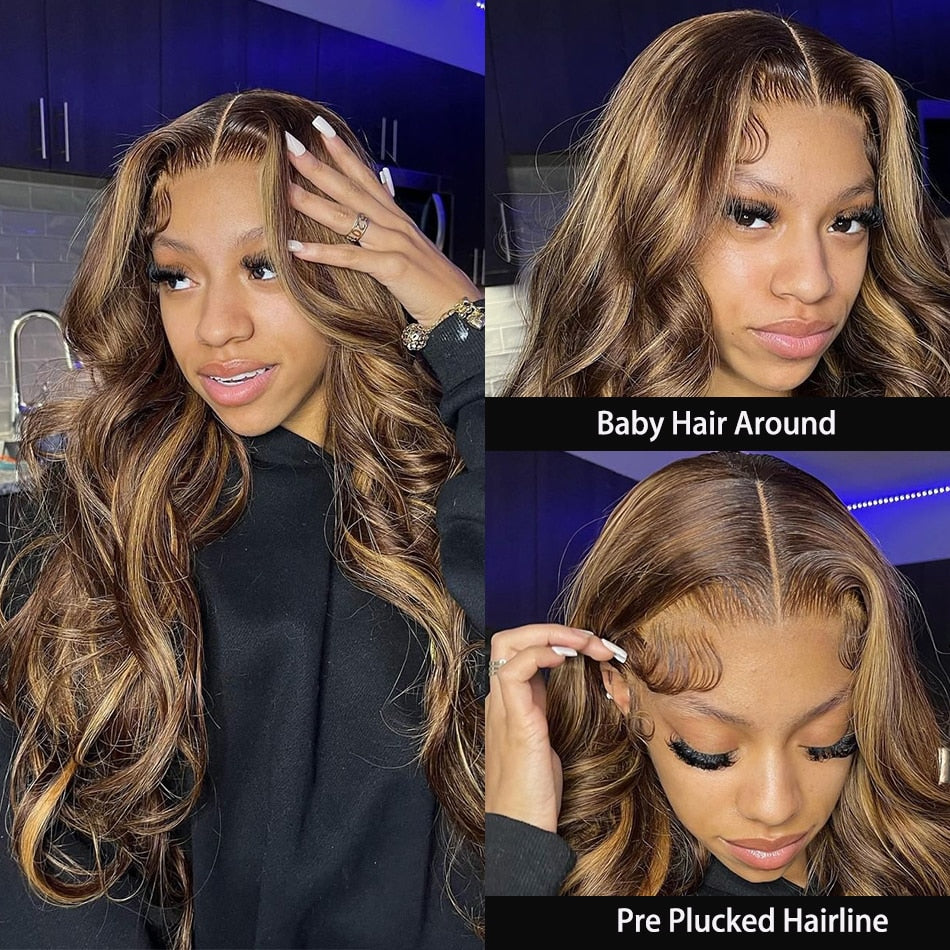 Glamourous BodyWave Highlight Lace Front HUMAN HAIR Wig