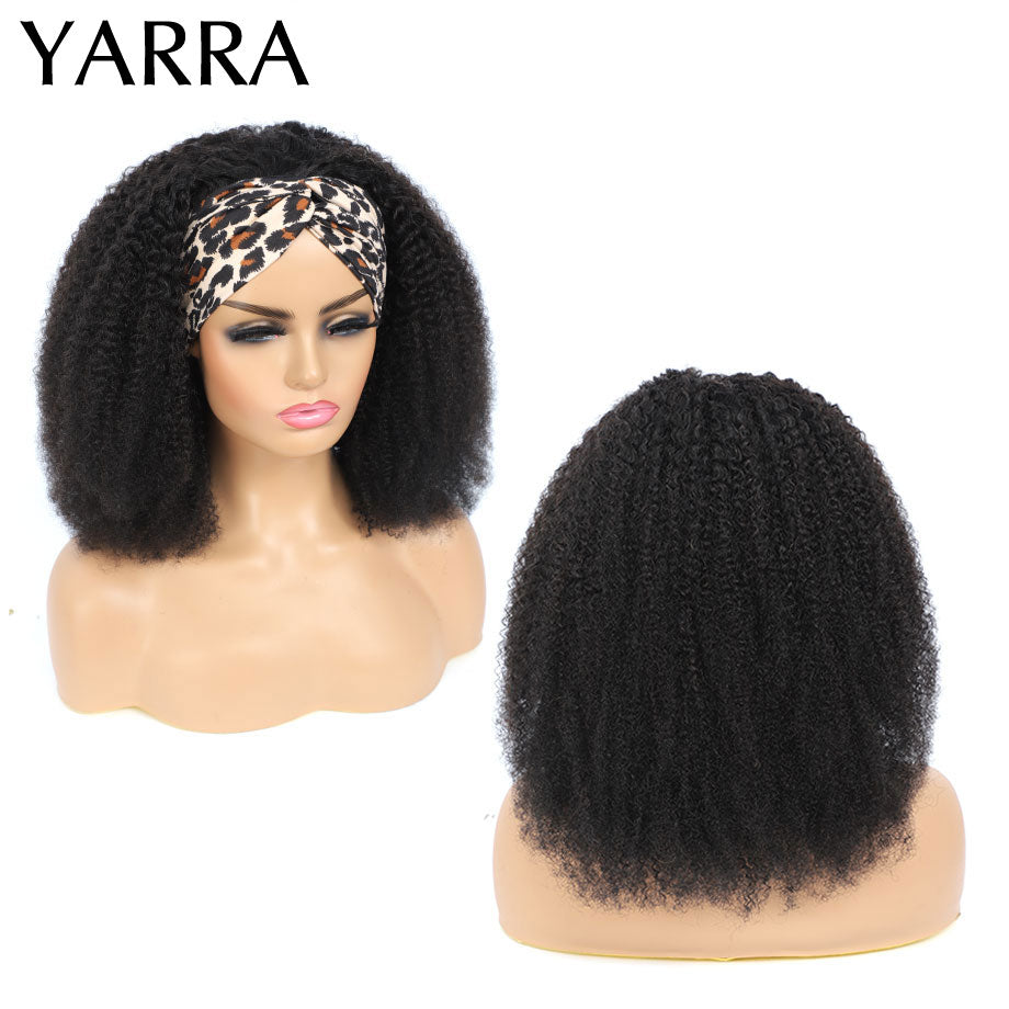 Afro Kinky Curly Human Hair Headband Wig