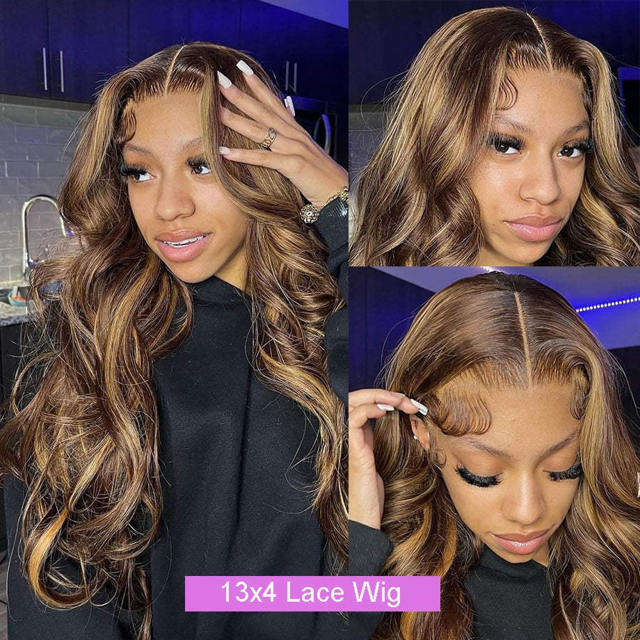 Glamourous BodyWave Highlight Lace Front HUMAN HAIR Wig