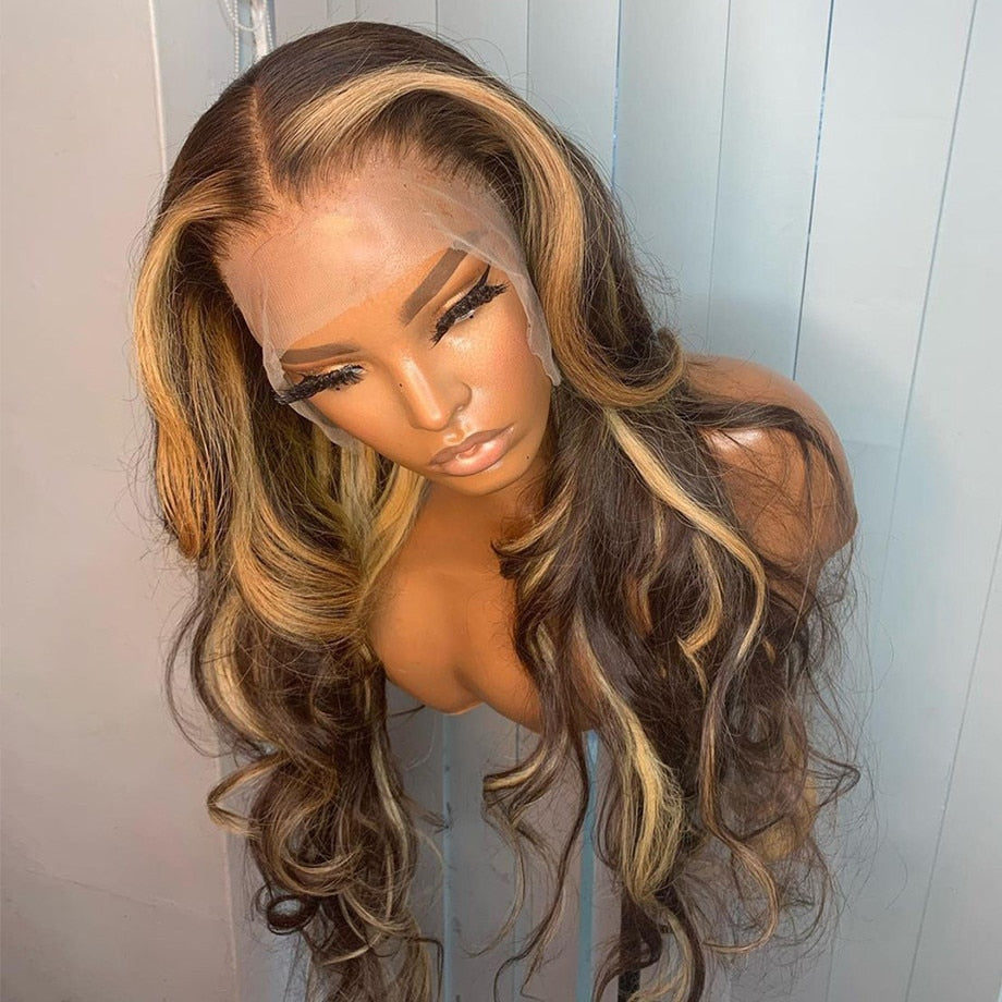 Luxury Blonde Highlight Lace Front HUMAN HAIR Wig