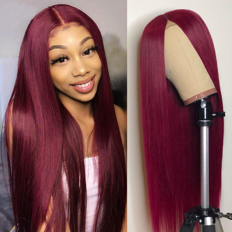 Long Silky straight wine red wig