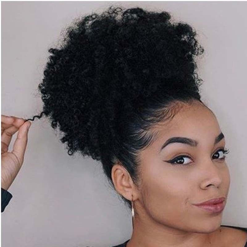 Soft and fluffy Drawstring Afro bun