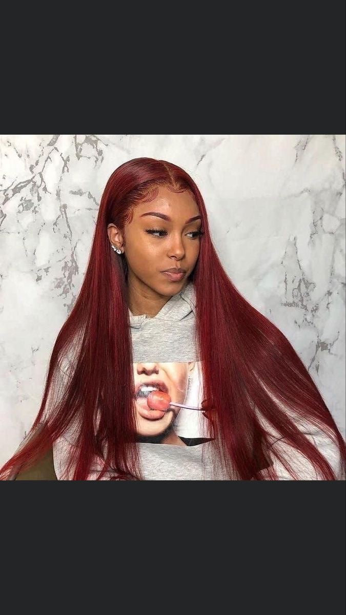 Long Silky straight wine red wig