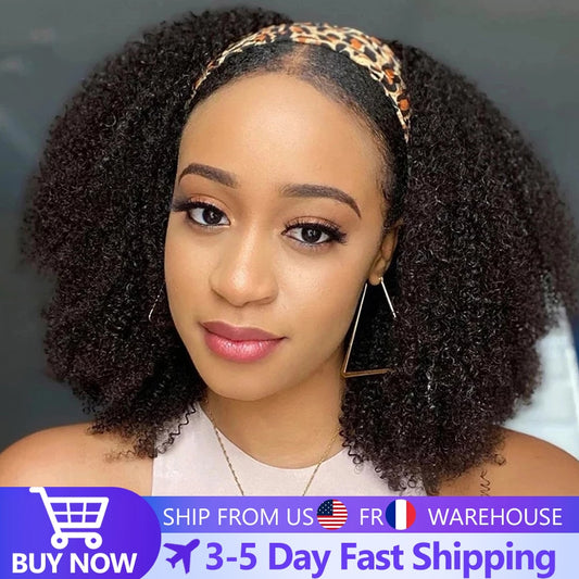 Trish Afro Kinky Body Glueless Headband HUMAN HAIR Wig