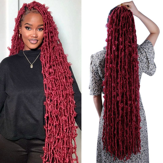 36 inch wine-colored Distressed faux locs