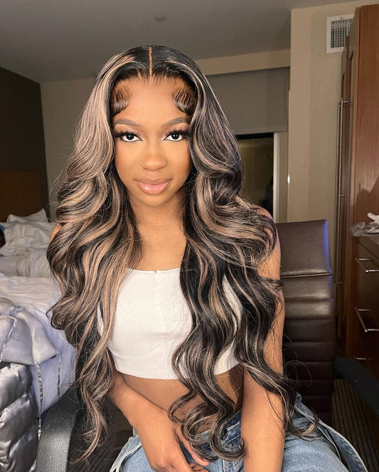 Honey Blonde Brown Lace Front Peruvian HUMAN HAIR Wig